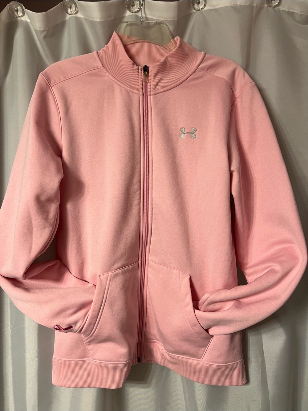 Under Armour Womens Pink Full-Zip Under Armour Jacket with Cancer Ribbon